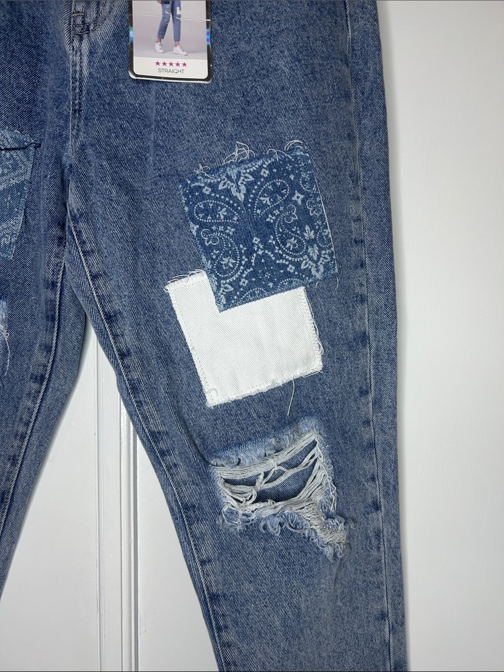 Simple Society Distressed Patchwork Jeans - NWT - Picture 4 of 9